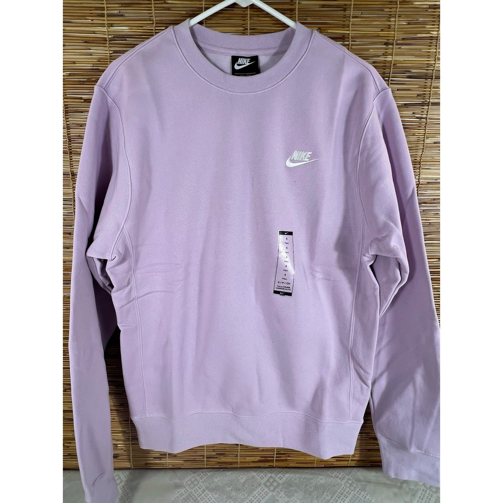 Nike Men's Fleece Crewneck Sweatshirt Purple Size S tall BV2662-576